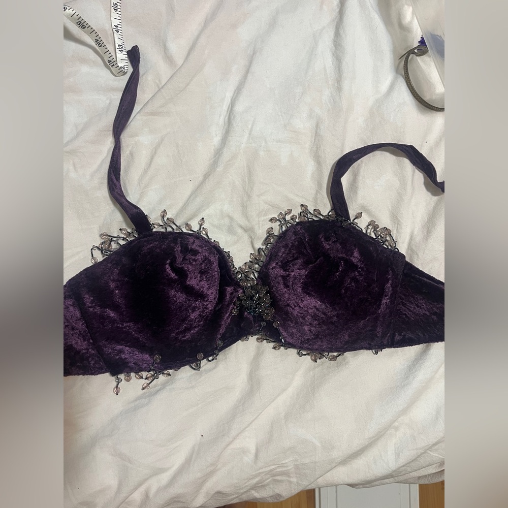 Purple velvet belly dance costume